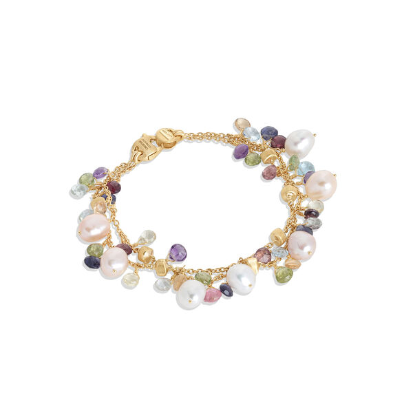 Paradise Yellow Gold, Semi-Precious Gemstone and Pearl Bracelet